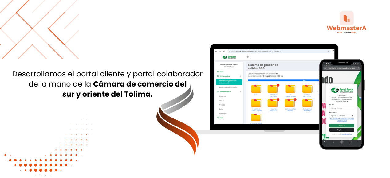 Portal cliente y portal colaborador para la Cámara de Comercio del Sur y Oriente del Tolima